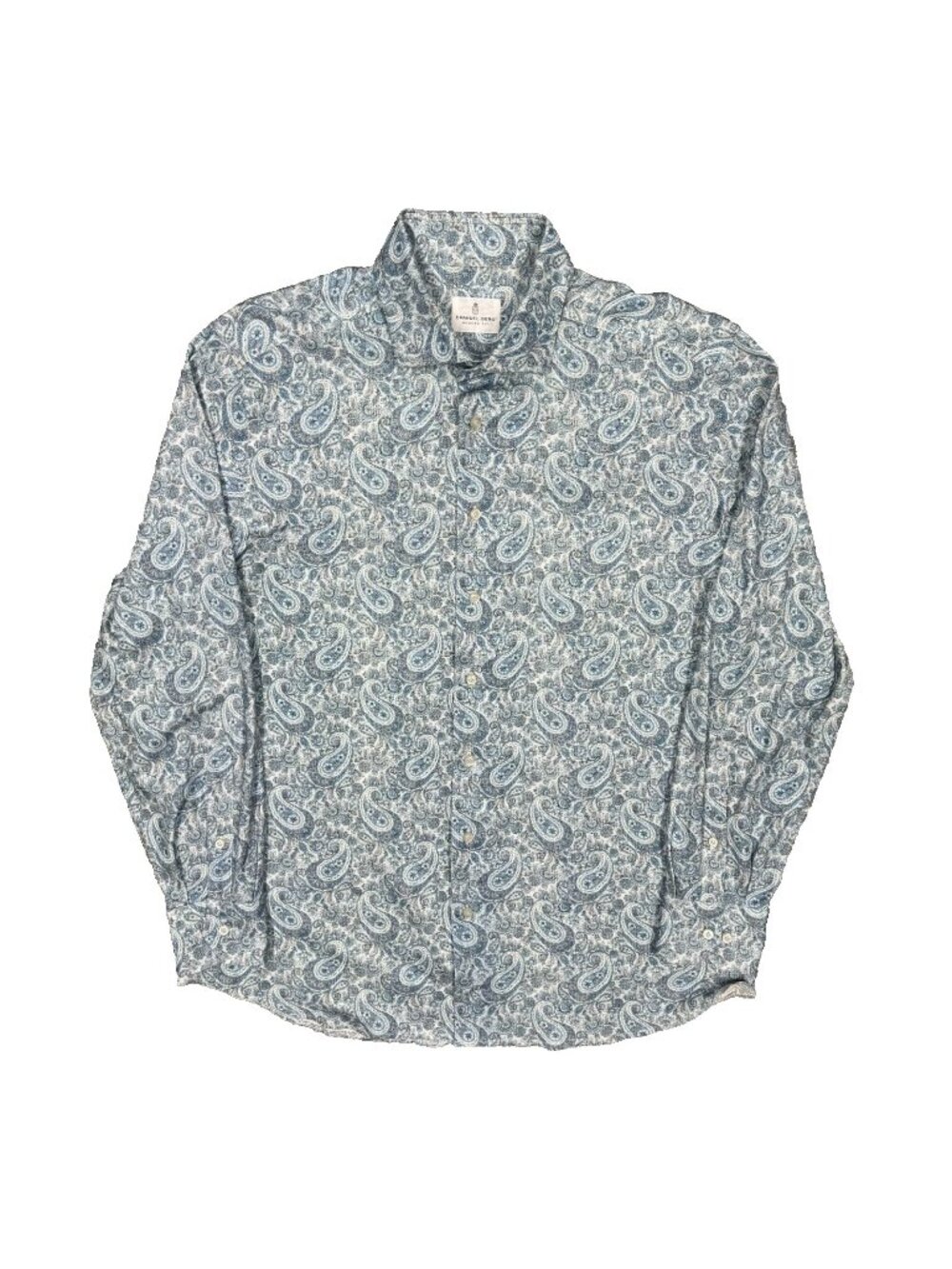 Emanuel Berg Dress Shirt Stretch Paisley Long Sleeve Cotton Modern Fit 43 17 XL